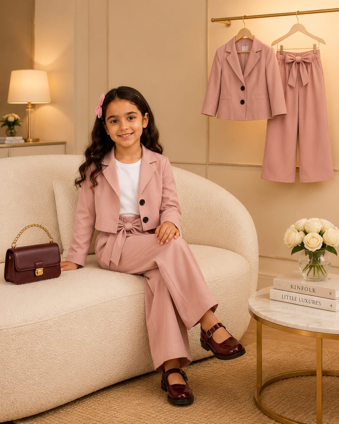 Girls Premium Short Sleeve Blazer & Wide Leg Pants Co-Ord Set (2yrs-12yrs)