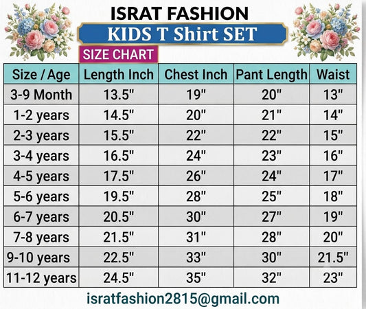 Baby & Kids 2pcs Printed T-shirt & Full Pant (3mths-12yrs)