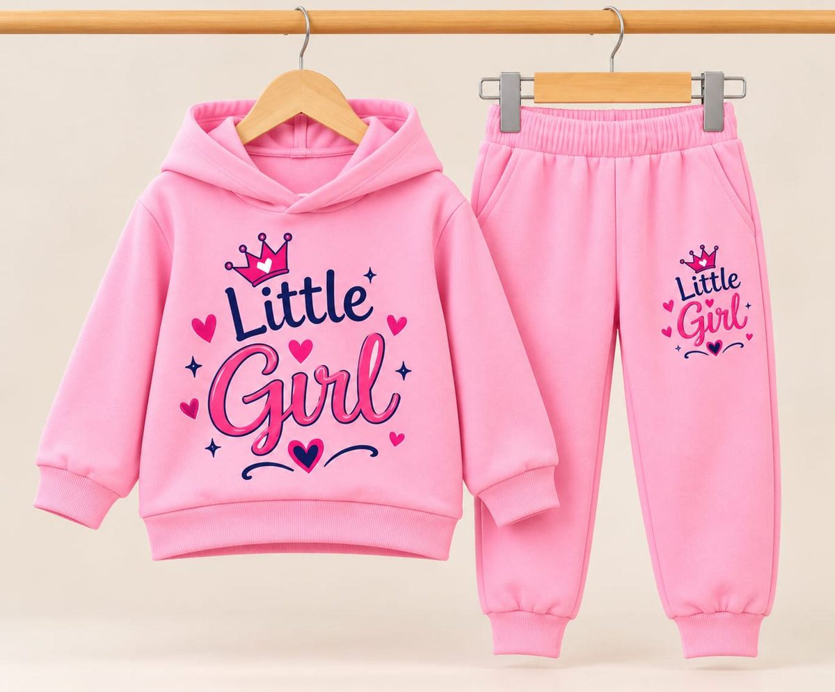 Premium Pink Little Girl Hoodie & Jogger Set ๐ (1 Years - 12 Years)