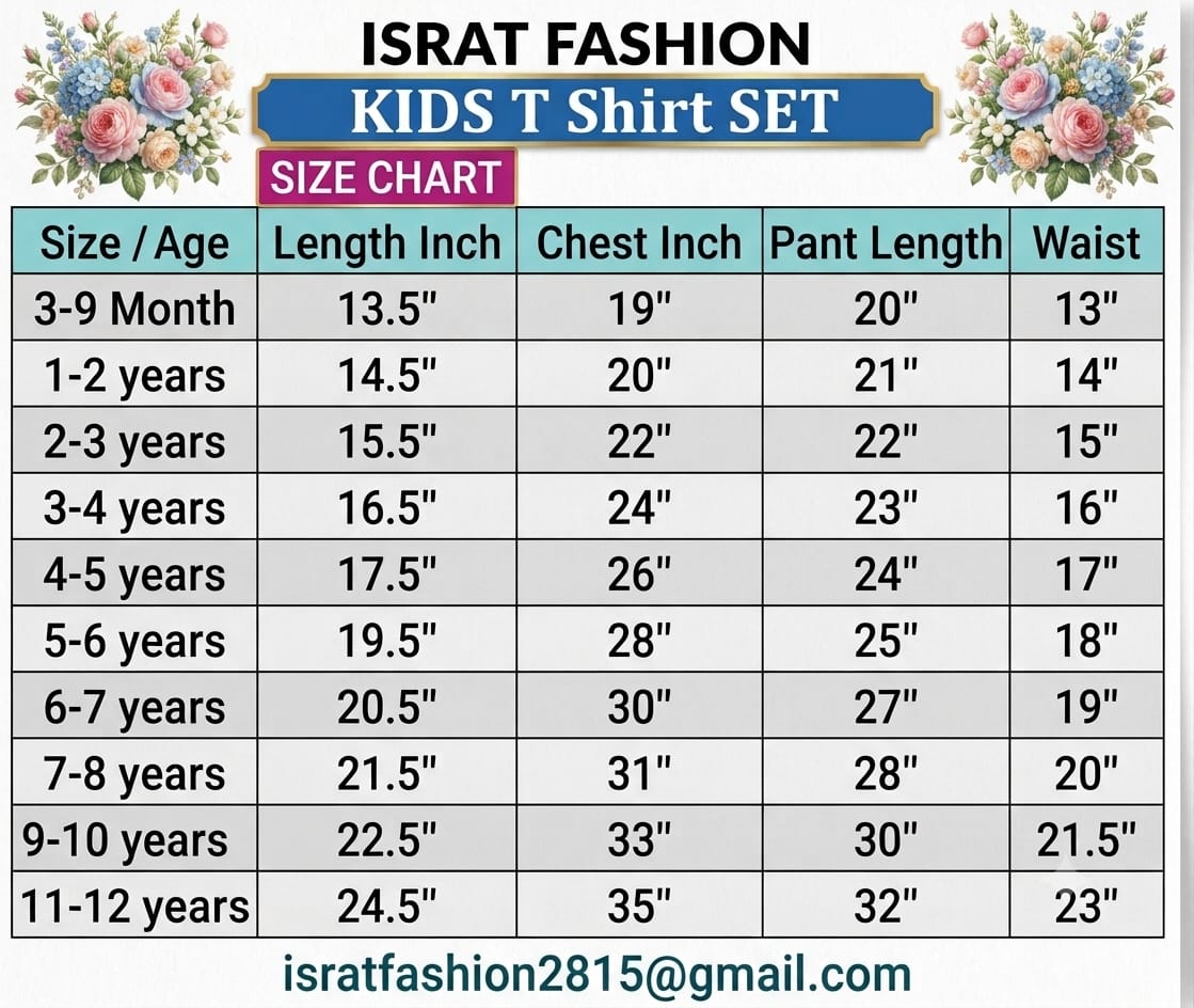 Baby & Kids 2pcs Printed T-shirt & Full Pant (3mths-12yrs)