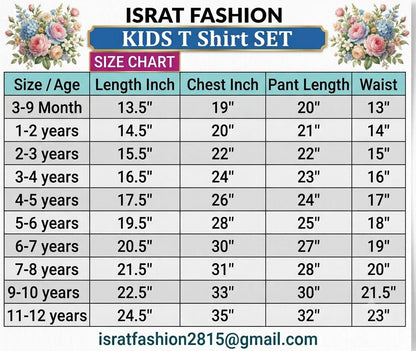 Baby & Kids 2pcs Printed T-shirt & Full Pant (3mths-12yrs)