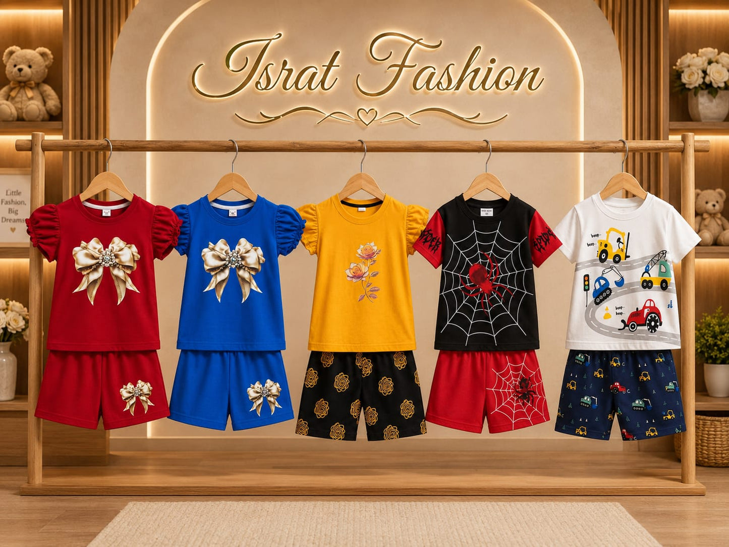 T-Shirt & Short Pant Set- 5 Set Combo-(3 Month - 6 Years)
