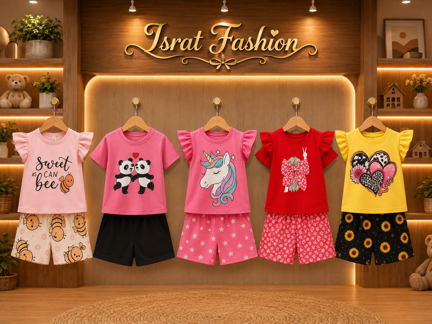 T-Shirt & Short Pant Set- 5 Set Combo-(3 Month - 6 Years)