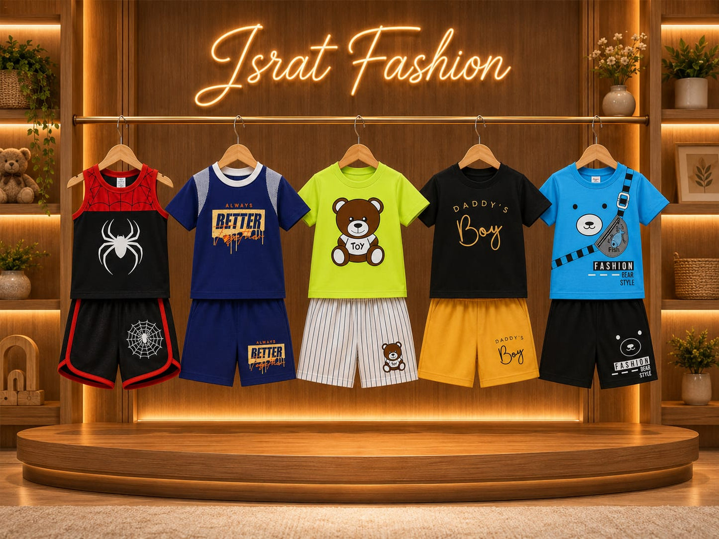 T-Shirt & Short Pant Set- 5 Set Combo-(3 Month - 6 Years)