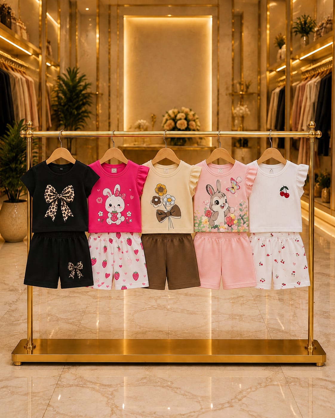 T-Shirt & Short Pant Set- 5 Set Combo-(3 Month - 6 Years)