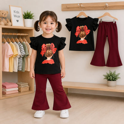 Baby & Kids 2pcs Printed T-shirt & Full Pant (3mths-12yrs)