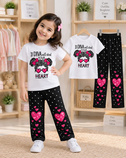 Baby & Kids 2pcs Printed T-shirt & Full Pant (3mths-12yrs)
