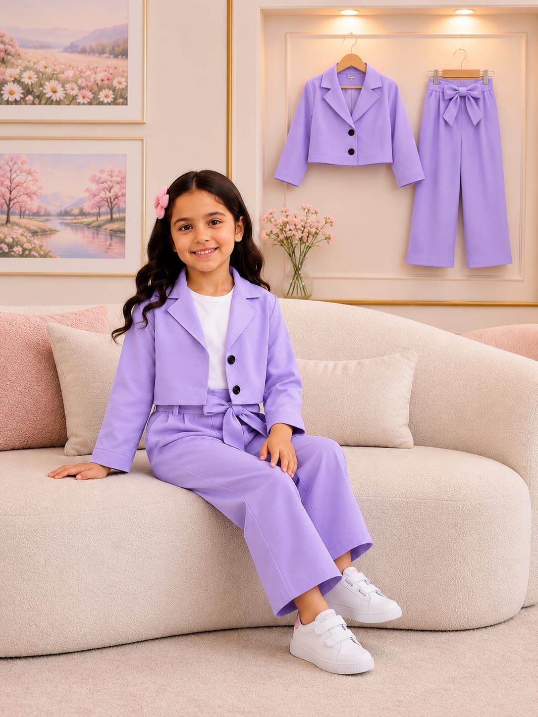 Girls Premium Short Sleeve Blazer & Wide Leg Pants Co-Ord Set (2yrs-12yrs)