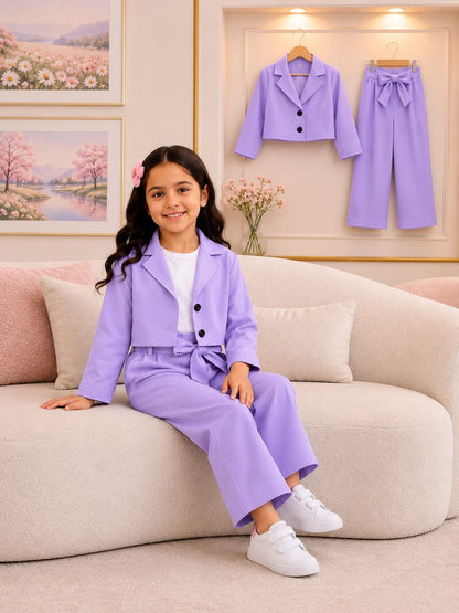 Girls Premium Short Sleeve Blazer & Wide Leg Pants Co-Ord Set (2yrs-12yrs)