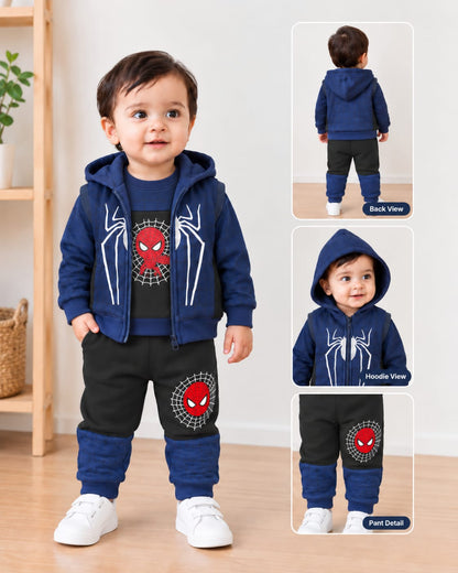 Spider Print Kids 3-Piece Hoodie Set ( 1 Years - 12 Years)