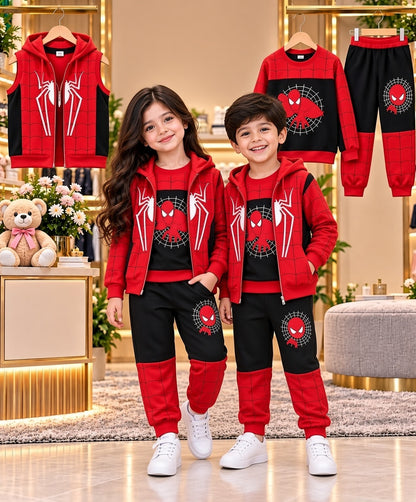 Spider Print Kids 3-Piece Hoodie Set ( 1 Years - 12 Years)