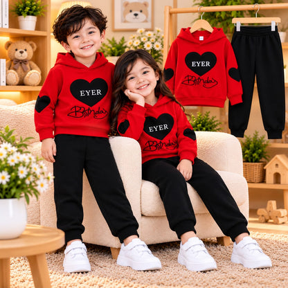 Heart Print Kids Hoodie & Jogger Set (1 Years - 12 Years)