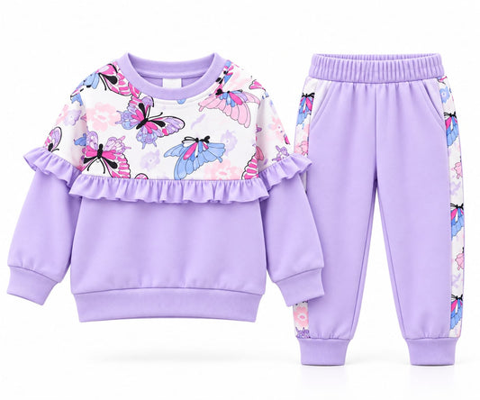 Butterfly Print Kids Sweatshirt & Jogger Set (1 Years - 8 Years)